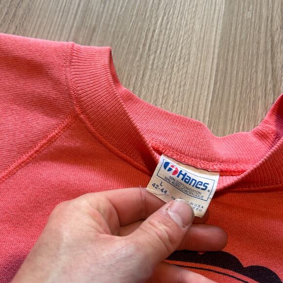 Vintage 80's St. Thomas University Pink Crest Crewneck Pullover Sweatshirt Sz L - Picture 6 of 7